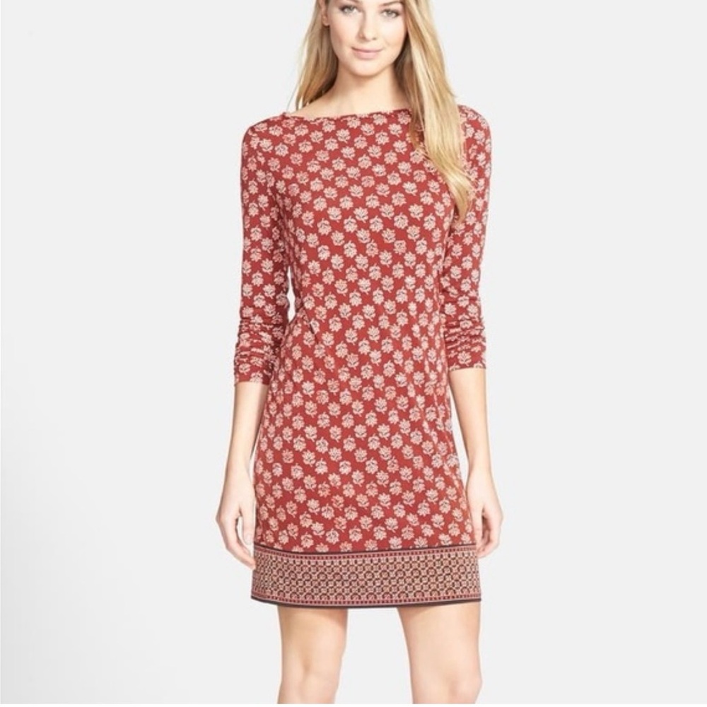 Michael Kors Red Floral Long Sleeve Dress